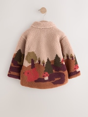 Neutral Scenic Print Borg Fleece Shacket (3mths-7yrs) - Image 6 of 9