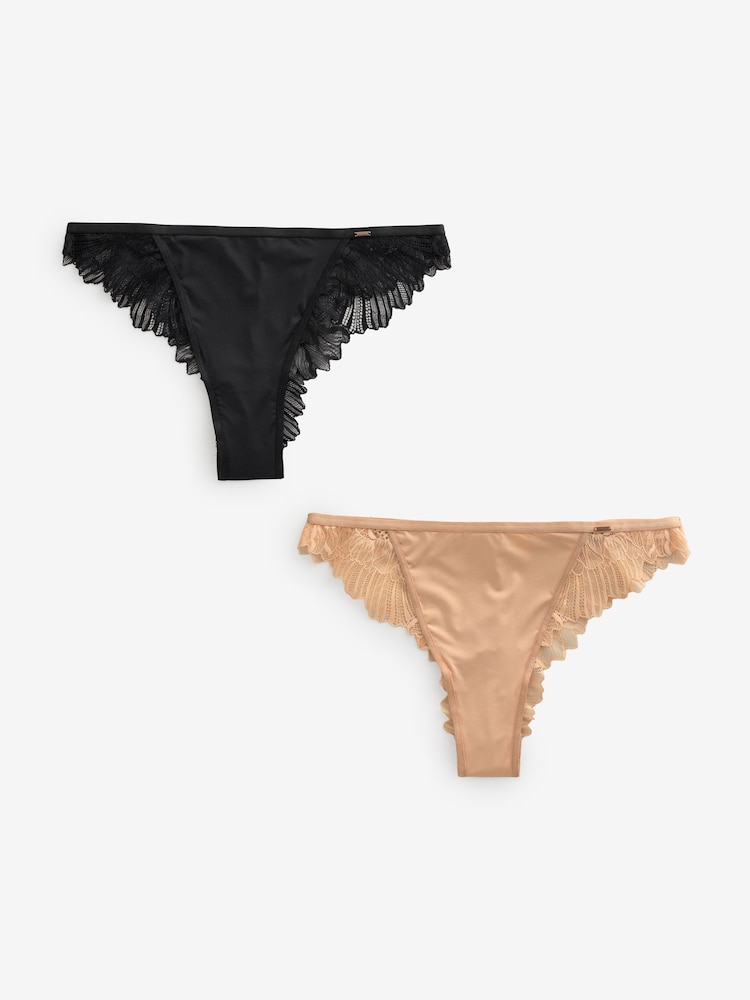 Slip Brésilien Lipsy Emilea Noir/nu Taille UK 24 - Neuf Avec étiquettes - Pour Femme