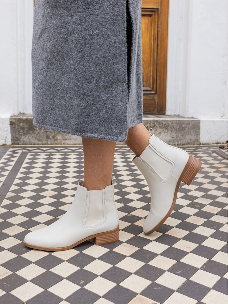 Novo White Destined Flat Ankle Chelsea Boots - Image 1 of 5
