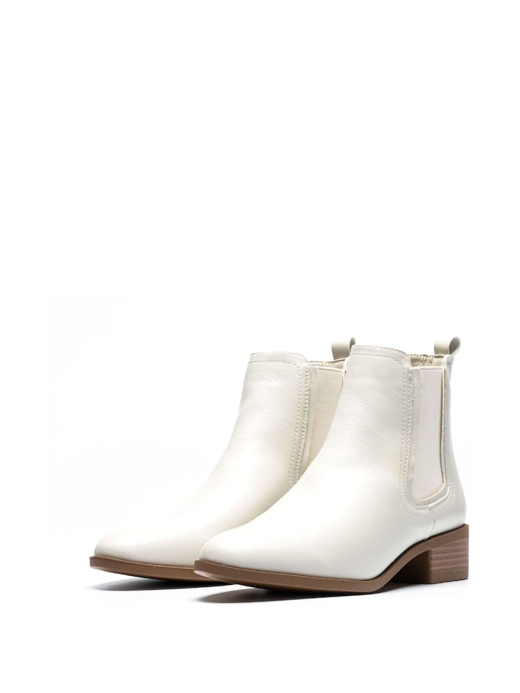 Novo White Destined Flat Ankle Chelsea Boots - Image 3 of 5