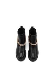 Novo Black Dionysus Chain Detail Chunky Mid Heel Chelsea Boots - Image 3 of 4