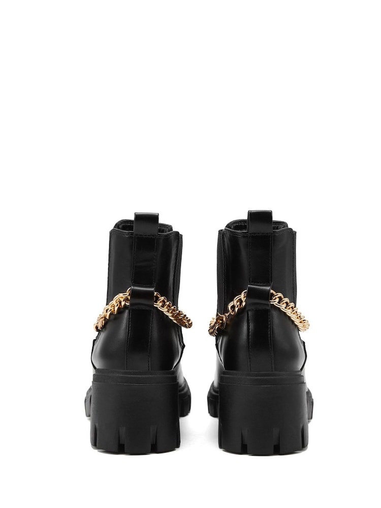 Novo Black Dionysus Chain Detail Chunky Mid Heel Chelsea Boots - Image 4 of 4