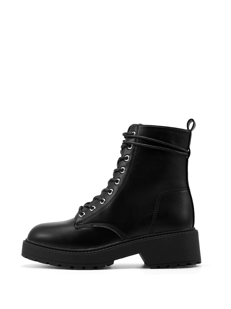 Novo Black Daylight Chunky Lace Up Boots - Image 1 of 4 Novo Black Daylight Chunky Lace Up Boots - Image 1 of 4
