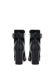 Novo Black Kimchi Block Heel Buckle Detail Smart Ankle Boots - Image 3 of 4