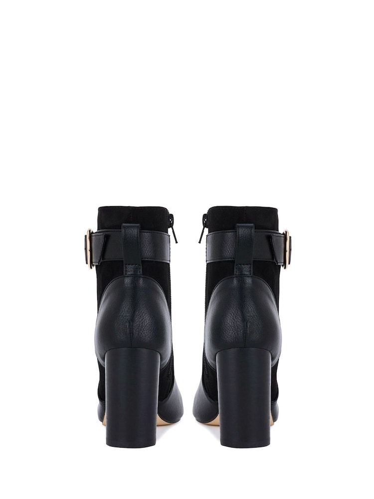 Novo Black Kimchi Block Heel Buckle Detail Smart Ankle Boots - Image 3 of 4