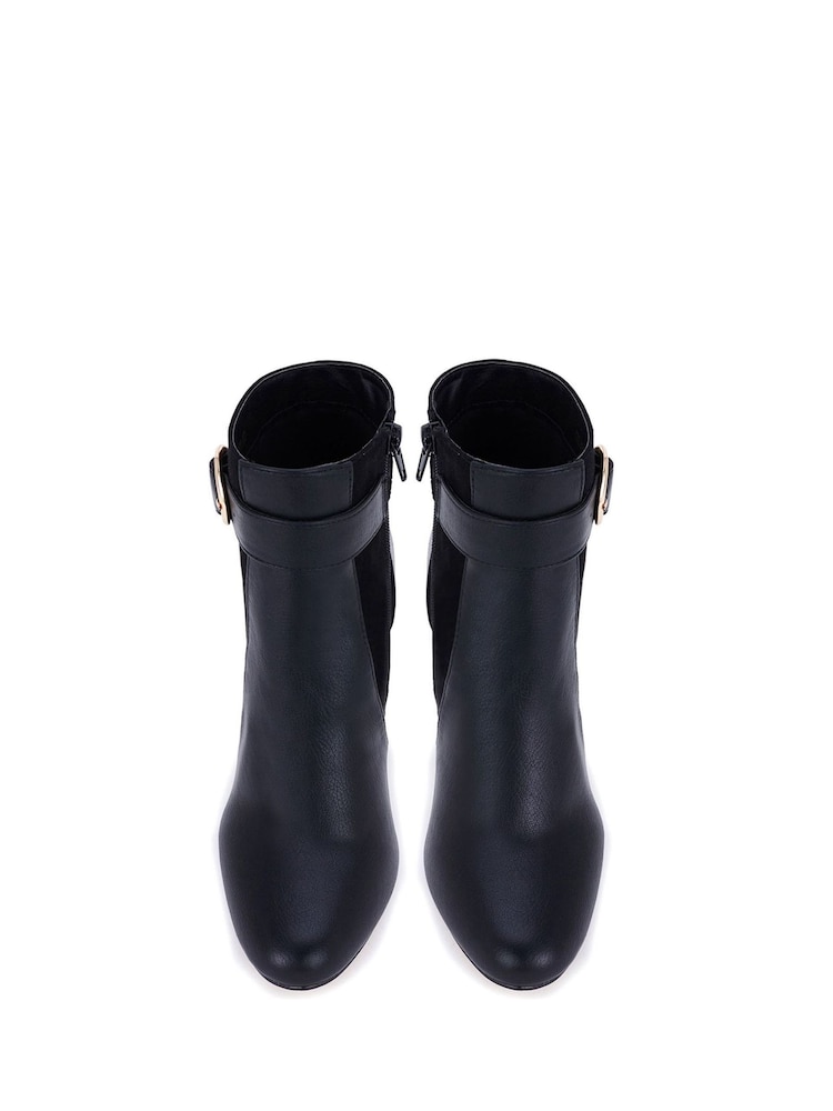 Novo Black Kimchi Block Heel Buckle Detail Smart Ankle Boots - Image 4 of 4