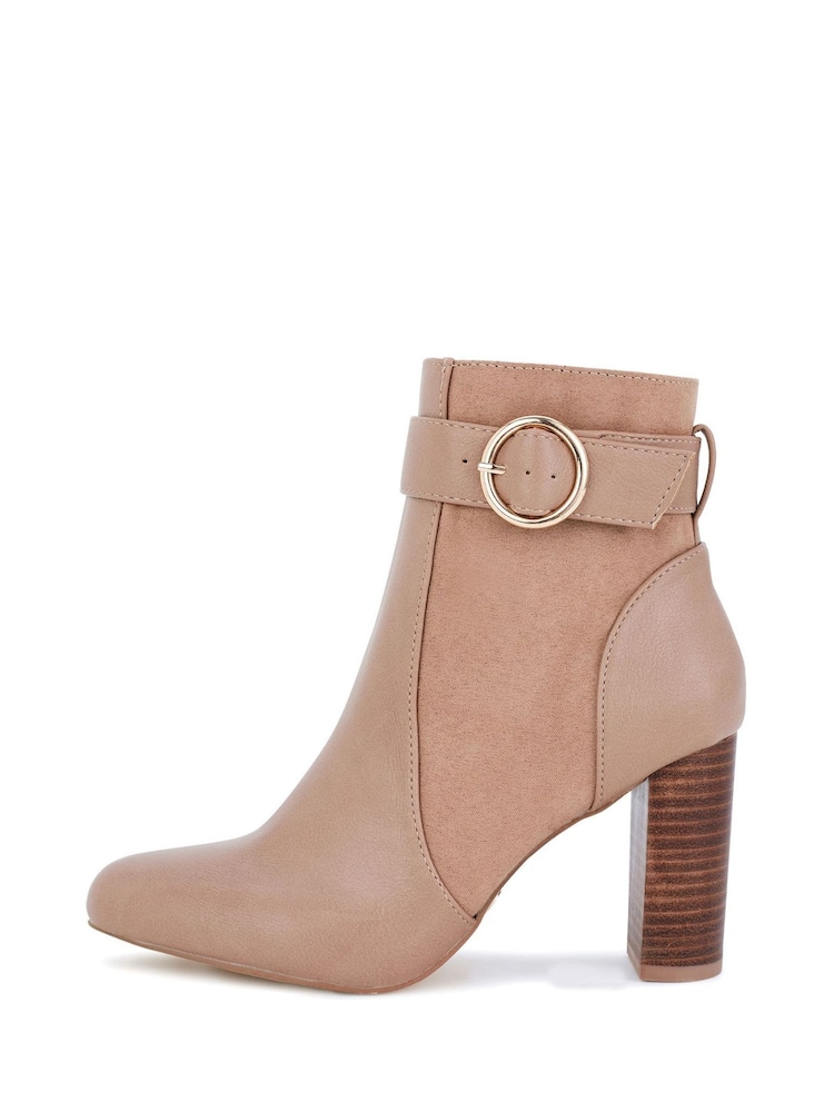 Novo Natural Kimchi Block Heel Buckle Detail Smart Ankle Boots - Image 1 of 3