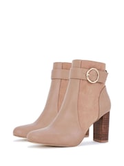 Novo Natural Kimchi Block Heel Buckle Detail Smart Ankle Boots - Image 2 of 3