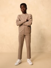 Mink Brown Smart Jersey Bomber Jacket and Joggers Set (3-16yrs) - Image 1 of 11