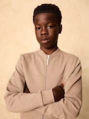 Mink Brown Smart Jersey Bomber Jacket and Joggers Set (3-16yrs) - Image 3 of 11