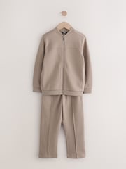 Mink Brown Smart Jersey Bomber Jacket and Joggers Set (3-16yrs) - Image 5 of 11