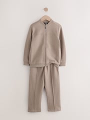 Mink Brown Smart Jersey Bomber Jacket and Joggers Set (3-16yrs) - Image 6 of 11