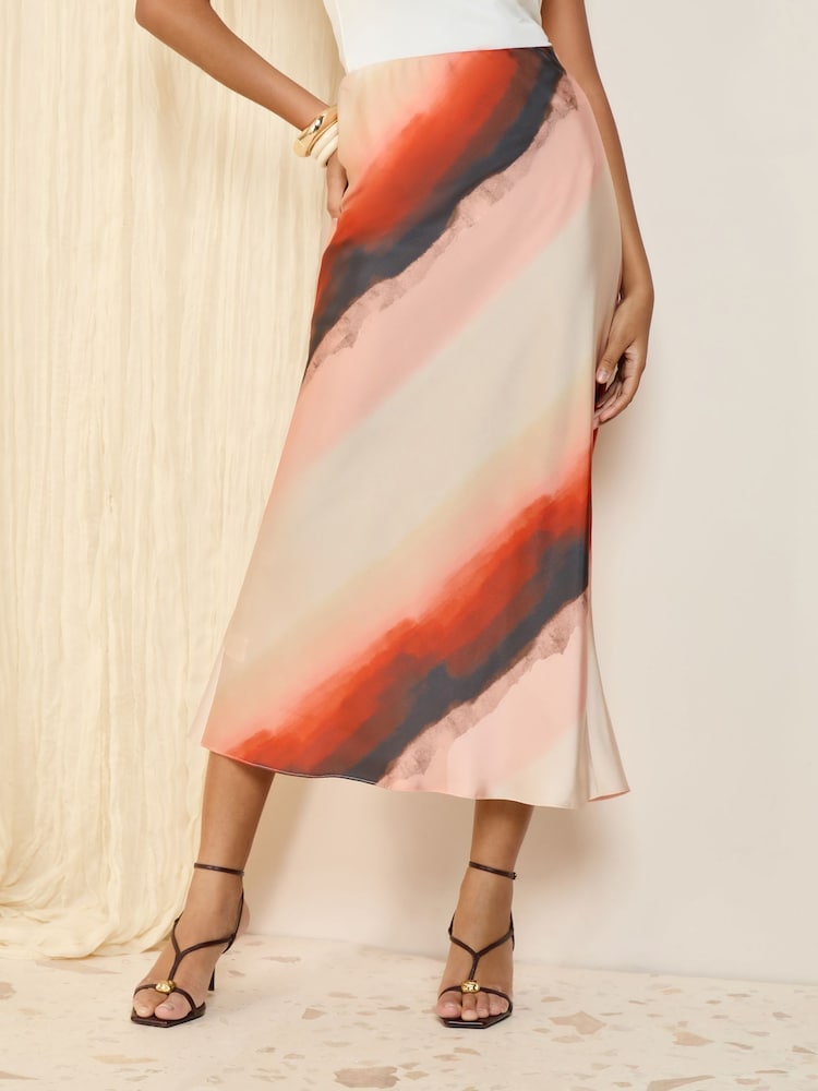 Orange - Friends Like These Ombre Satin Maxi Skirt - Bild 1 von 1