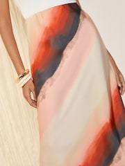 Friends Like These Orange Ombre Satin Maxi Skirt - Image 3 of 4