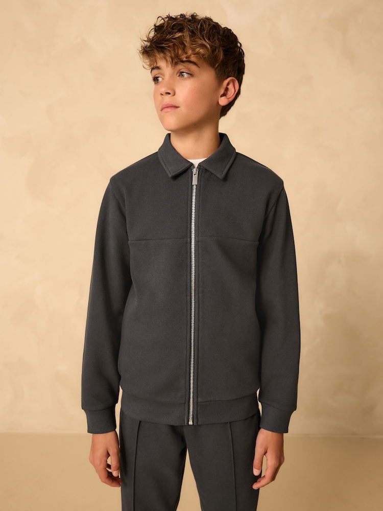Charcoal Grey Smart Collar Bomber Set (3-16yrs) - Image 2 of 5