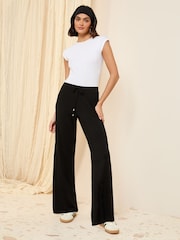 Friends Like These Black Petite Jersey Wide Leg Trousers - Image 2 of 5