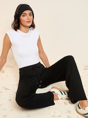 Friends Like These Black Petite Jersey Wide Leg Trousers - Image 4 of 5