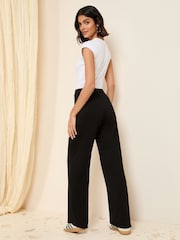 Friends Like These Black Petite Jersey Wide Leg Trousers - Image 5 of 5