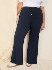 Friends Like These Navy Curve Jersey Wide Leg Trousers - Image 2 of 4