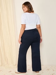 Friends Like These Navy Curve Jersey Wide Leg Trousers - Image 4 of 4