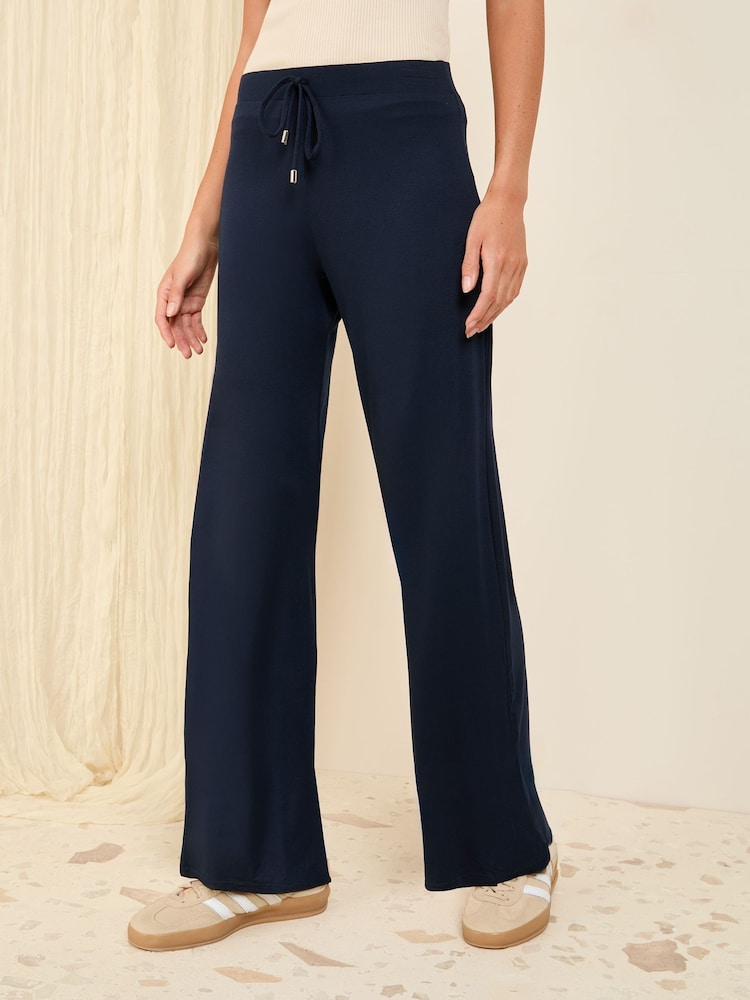 Friends Like These Navy Petite Jersey Wide Leg Trousers - Image 1 of 4