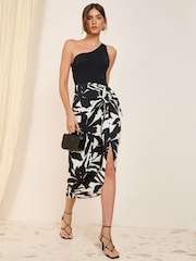 Friends Like These Floral Red Front Tie Sarong Skirt - Image 2 of 4