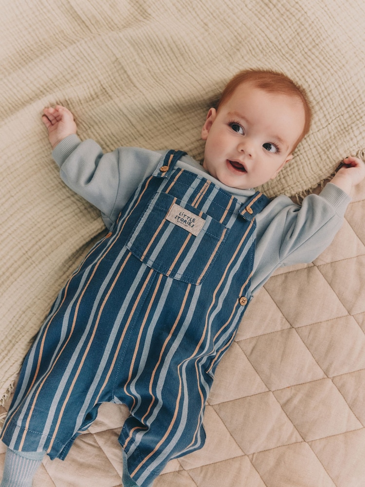 Mineral Stripe Baby Woven Dungaree and Bodysuit Set (0mths-2yrs) - Image 1 of 13