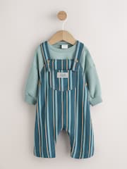 Mineral Stripe Baby Woven Dungaree and Bodysuit Set (0mths-2yrs) - Image 5 of 13