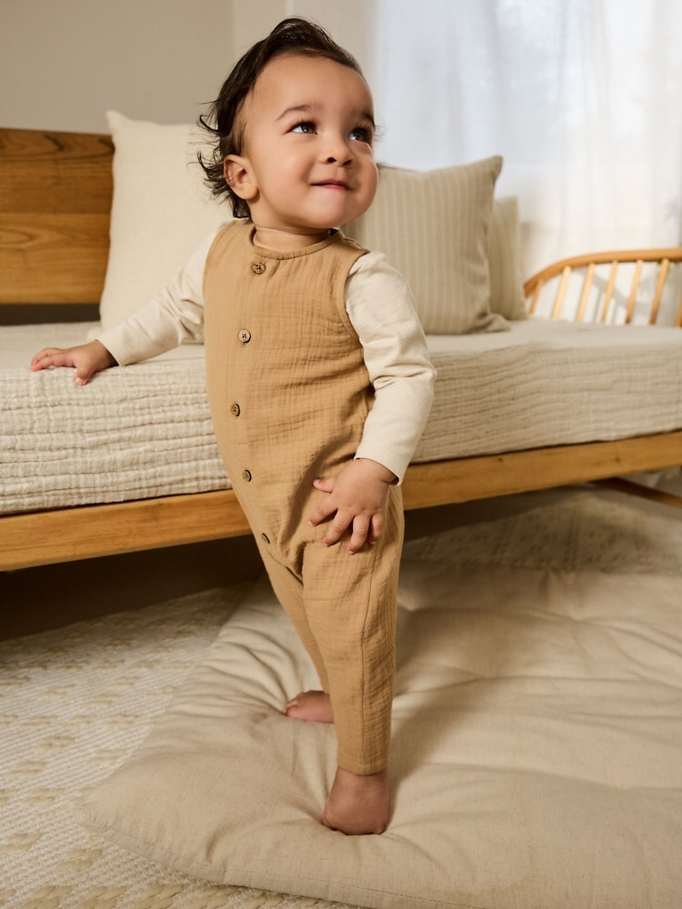 Brown Baby Dungarees and Bodysuit Set (0mths-2yrs) - Image 1 of 12