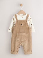 Tan Brown Bear Cord Dungarees and Bodysuit Baby Set (0mths-2yrs) - Image 1 of 13