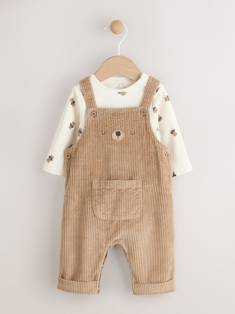 Tan Brown Bear Cord Dungarees and Bodysuit Baby Set (0mths-2yrs) - Image 1 of 13 Tan Brown Bear Cord Dungarees and Bodysuit Baby Set (0mths-2yrs) - Image 1 of 13
