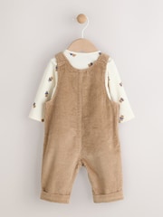 Tan Brown Bear Cord Dungarees and Bodysuit Baby Set (0mths-2yrs) - Image 2 of 13