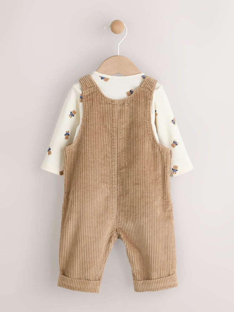 Tan Brown Bear Cord Dungarees and Bodysuit Baby Set (0mths-2yrs) - Image 2 of 13 Tan Brown Bear Cord Dungarees and Bodysuit Baby Set (0mths-2yrs) - Image 2 of 13