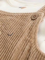 Tan Brown Bear Cord Dungarees and Bodysuit Baby Set (0mths-2yrs) - Image 5 of 13
