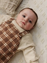 Brown Check Baby Cord Dungaree and Bodysuit Set (0mths-2yrs) - Image 2 of 5