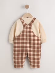 Rjava karirasta - Baby Cord Dungaree and Bodysuit Set (0mths-2yrs) - Slika 7 iz 14