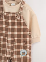 Rjava karirasta - Baby Cord Dungaree and Bodysuit Set (0mths-2yrs) - Slika 9 iz 14