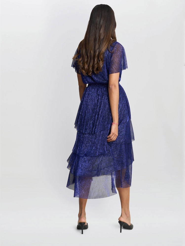 Gina Bacconi Cheri Metallic Knit Tiered Dress - Image 2 of 6