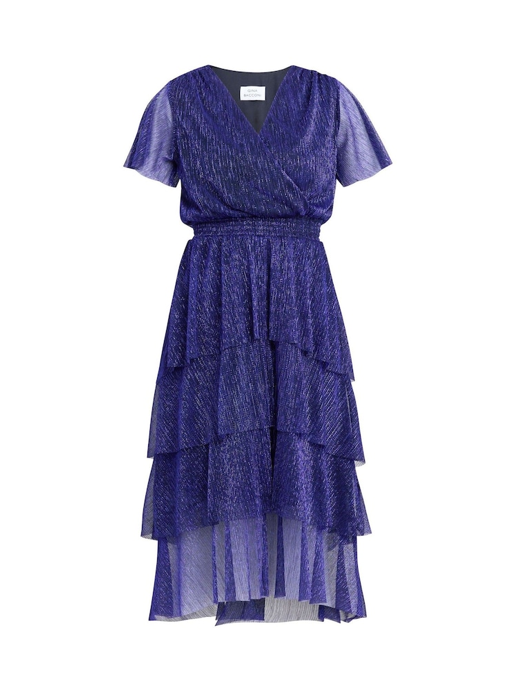 Gina Bacconi Cheri Metallic Knit Tiered Dress - Image 6 of 6