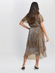 Gina Bacconi Cheri Metallic Knit Tiered Dress - Image 2 of 7