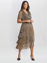 Gina Bacconi Cheri Metallic Knit Tiered Dress - Image 5 of 7
