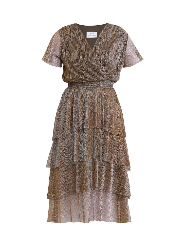 Schwarz - Gina Bacconi Cheri Metallic Knit Tiered Dress - Bild 7 von 7 Schwarz - Gina Bacconi Cheri Metallic Knit Tiered Dress - Bild 7 von 7