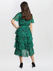 Gina Bacconi Green Lottie Elastic Waist Tiered Dress - Image 2 of 5