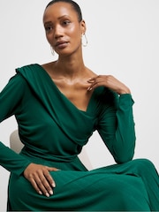 Joanna Hope Green Asymmetric Jersey Dress With Pleated Skirt - Image 1 of 4