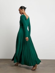 Joanna Hope Green Asymmetric Jersey Dress With Pleated Skirt - Image 2 of 4