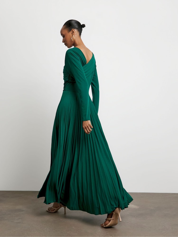 Joanna Hope Green Asymmetric Jersey Dress With Pleated Skirt - Imagen 2 de 4 Joanna Hope Green Asymmetric Jersey Dress With Pleated Skirt - Imagen 2 de 4