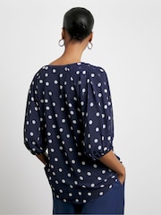 Joanna Hope Blue Puff Sleeve Blouse - Image 1 of 4