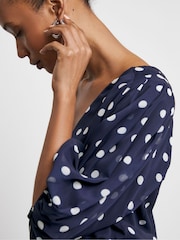 Joanna Hope Blue Puff Sleeve Blouse - Image 4 of 4