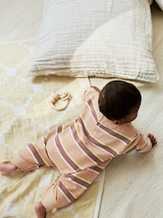 Rust Brown Stripe Baby Sweat Romper (0mths-3yrs) - Image 3 of 10