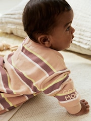 Rust Brown Stripe Baby Sweat Romper (0mths-3yrs) - Image 4 of 10